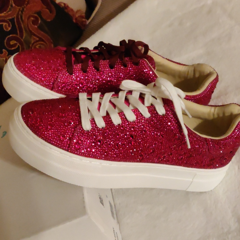 Betsey Johnson Sidny Rhinestone Platform Sparkling Sneakers 7.5